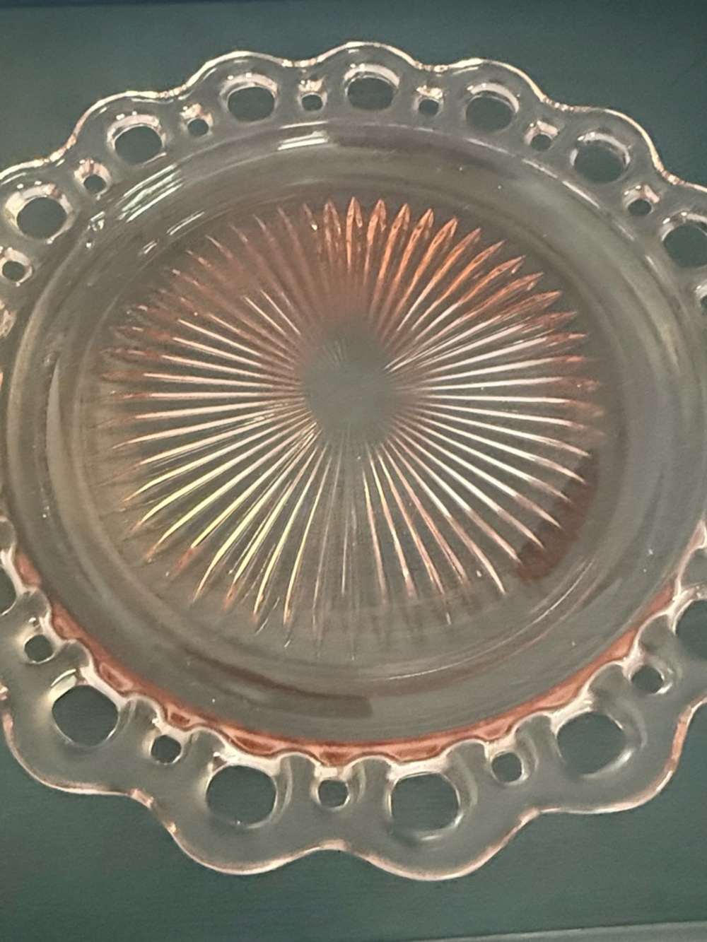 Anchor Hocking Pink Depression Glass Lace Edge Plate